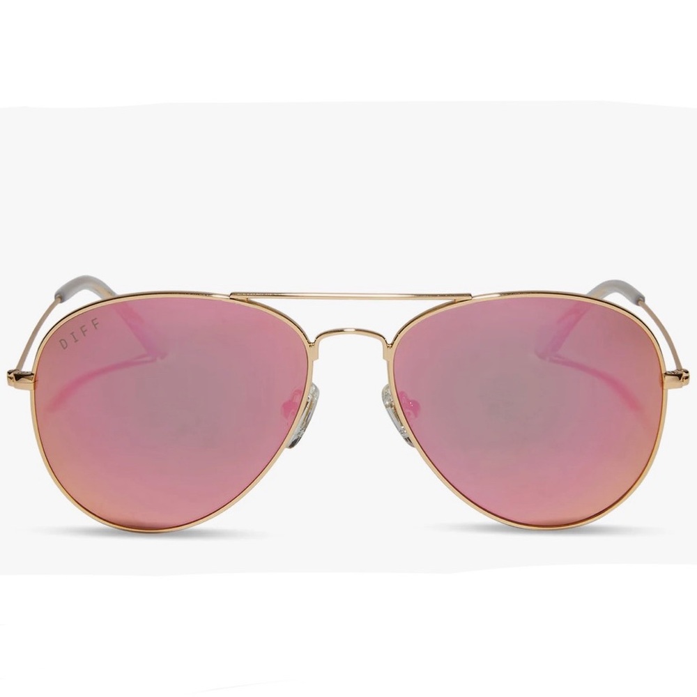 DIFF Cruz Aviator Gold (rims) Pink (Lenses) Mirror Sunglasses